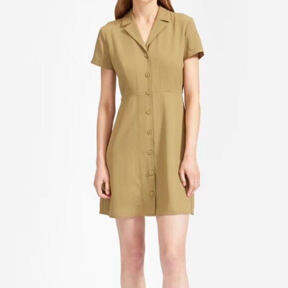 Everlane The Japanese GoWeave Notch Shirtdress Green Size 0 NWT - Picture 1 of 15